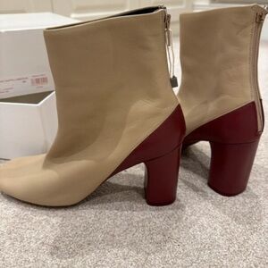 Celine Tan and Red Heeled Boots